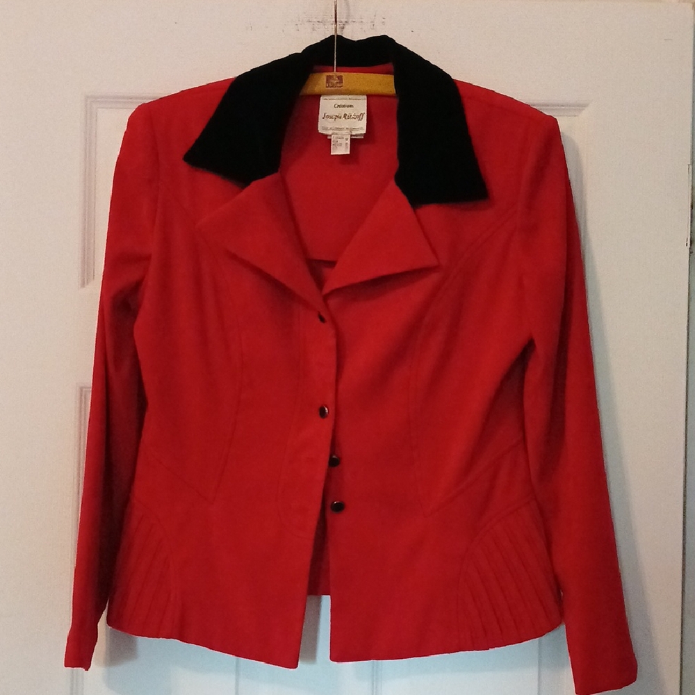 Vintage Joseph Ribkoff  York Red Blazer with Black Collar
